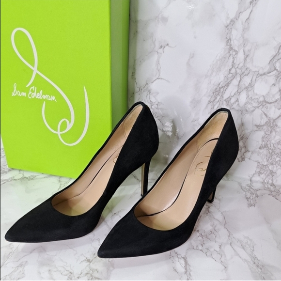 Sam Edelman Black Suede Hazel Pointed Toe High Heel Pumps Shoe Size 8 - Picture 5 of 15